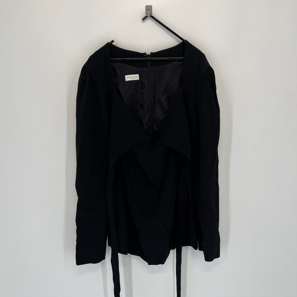Dries Van Noten Halter Multi-Way Front Wrap Bow Neck Tie Long Sleeve Blouse